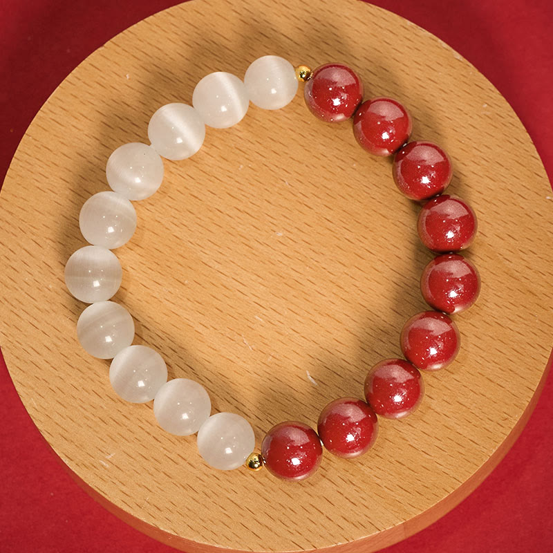 Buddha Stones Bracelet apaisant œil de chat blanc cinabre - image 21