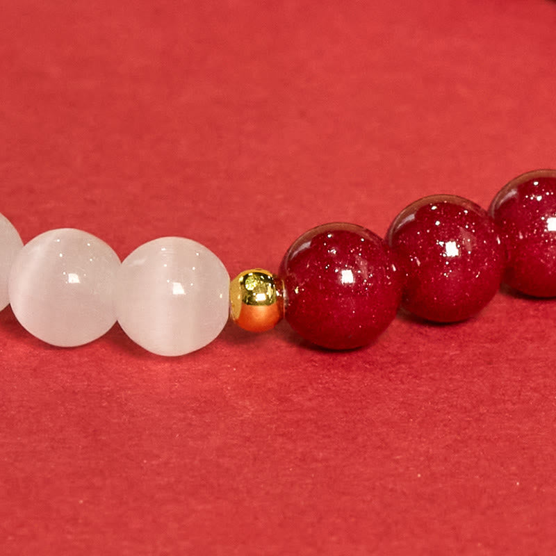 Buddha Stones Bracelet apaisant œil de chat blanc cinabre - image 16