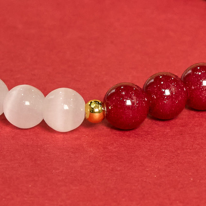 Buddha Stones Bracelet apaisant œil de chat blanc cinabre - image 16