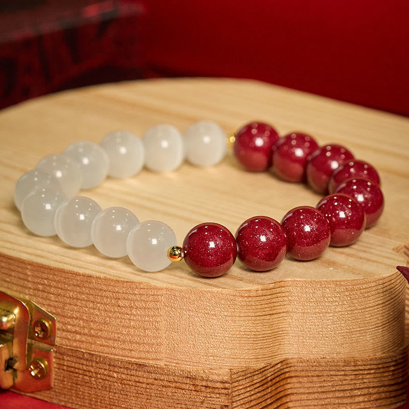 Buddha Stones Bracelet apaisant œil de chat blanc cinabre - image 1