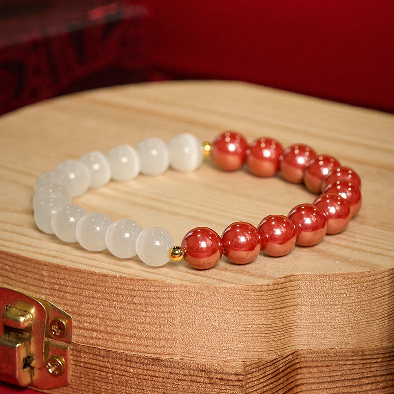 Buddha Stones Bracelet apaisant œil de chat blanc cinabre - image 20