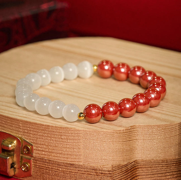 Buddha Stones Bracelet apaisant œil de chat blanc cinabre - image 20