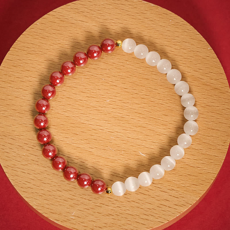 Buddha Stones Bracelet apaisant œil de chat blanc cinabre - image 18