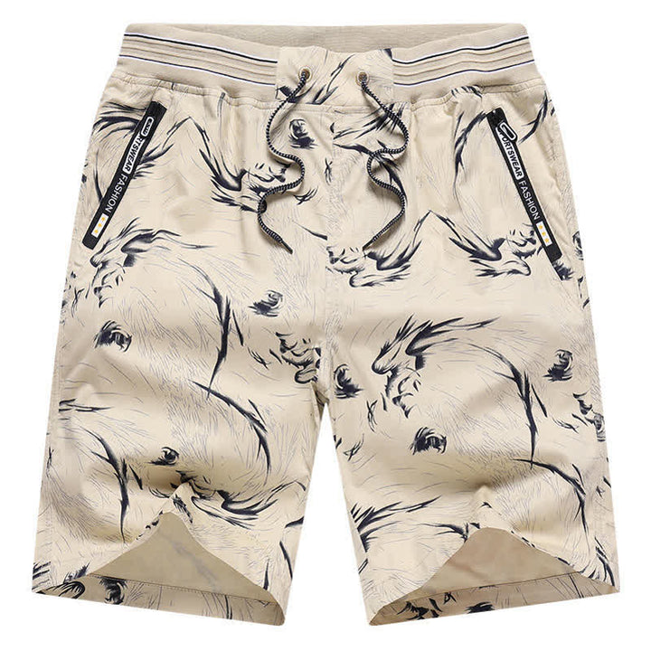 Buddha Stones Short d'été pour homme en coton à cordon de serrage et imprimé abstrait, avec poches - image 5