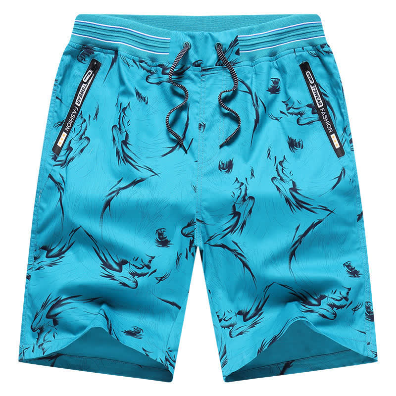 Buddha Stones Short d'été pour homme en coton à cordon de serrage et imprimé abstrait, avec poches - image 27