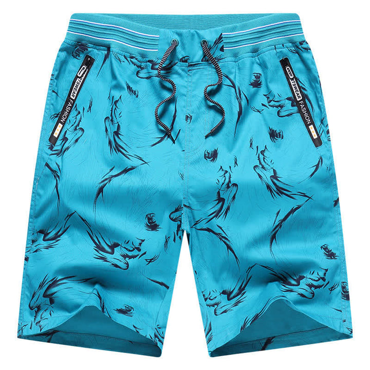 Buddha Stones Short d'été pour homme en coton à cordon de serrage et imprimé abstrait, avec poches - image 27