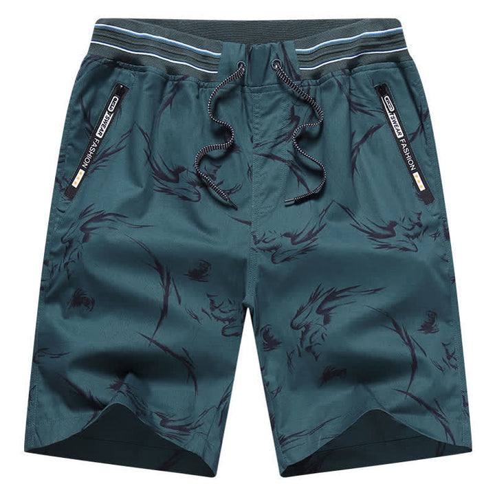 Buddha Stones Short d'été pour homme en coton à cordon de serrage et imprimé abstrait, avec poches - image 17