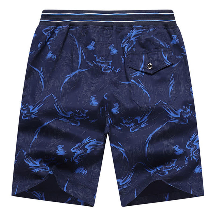 Buddha Stones Short d'été pour homme en coton à cordon de serrage et imprimé abstrait, avec poches - image 11
