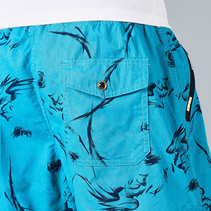 Buddha Stones Short d'été pour homme en coton à cordon de serrage et imprimé abstrait, avec poches - image 25
