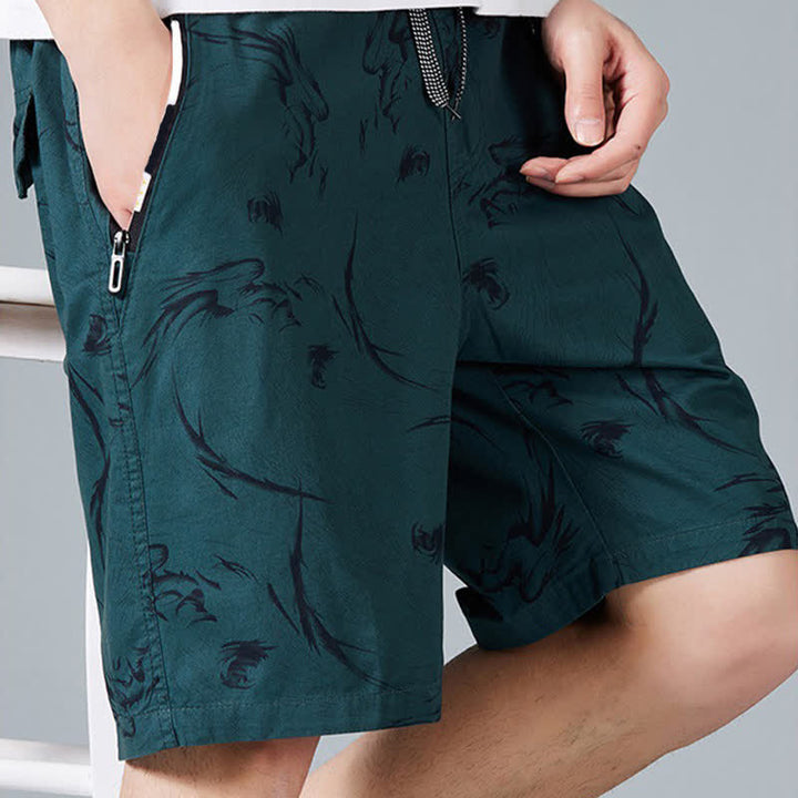 Buddha Stones Short d'été pour homme en coton à cordon de serrage et imprimé abstrait, avec poches - image 16