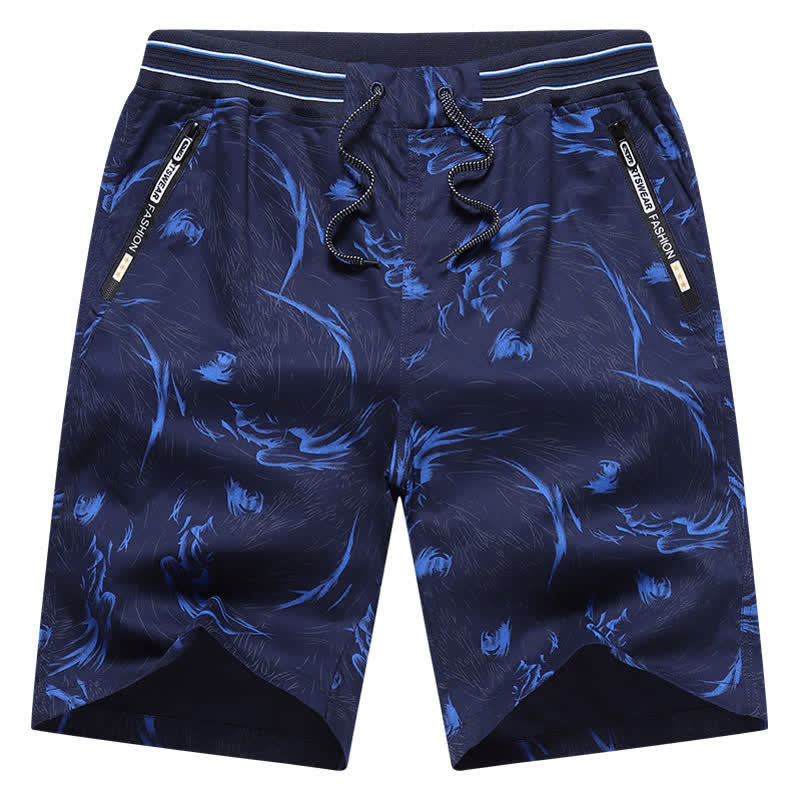 Buddha Stones Short d'été pour homme en coton à cordon de serrage et imprimé abstrait, avec poches - image 10