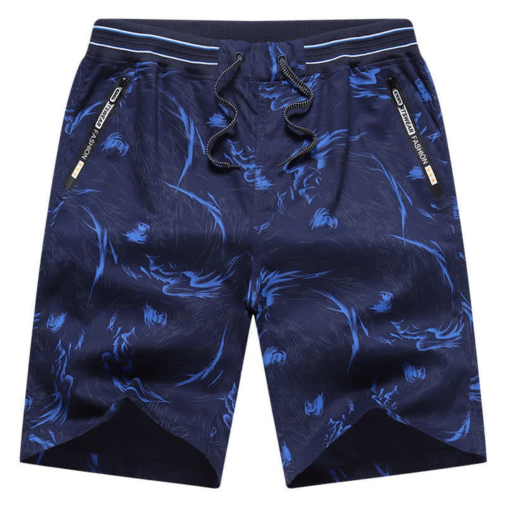 Buddha Stones Short d'été pour homme en coton à cordon de serrage et imprimé abstrait, avec poches - image 10