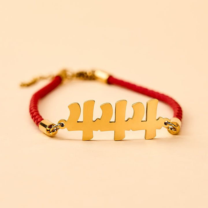 Buddha Stones Bracelet de foi ajustable en acier titane avec chiffres des anges - 444 - Cordon rouge doré (Tour de poignet : 15-20 cm) - image 10