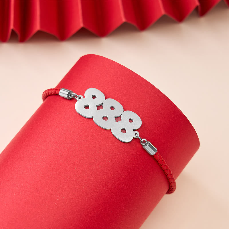 Buddha Stones Bracelet de foi ajustable en acier titane avec chiffres des anges - 888 - Cordon rouge argenté (Tour de poignet : 15-20 cm) - image 23