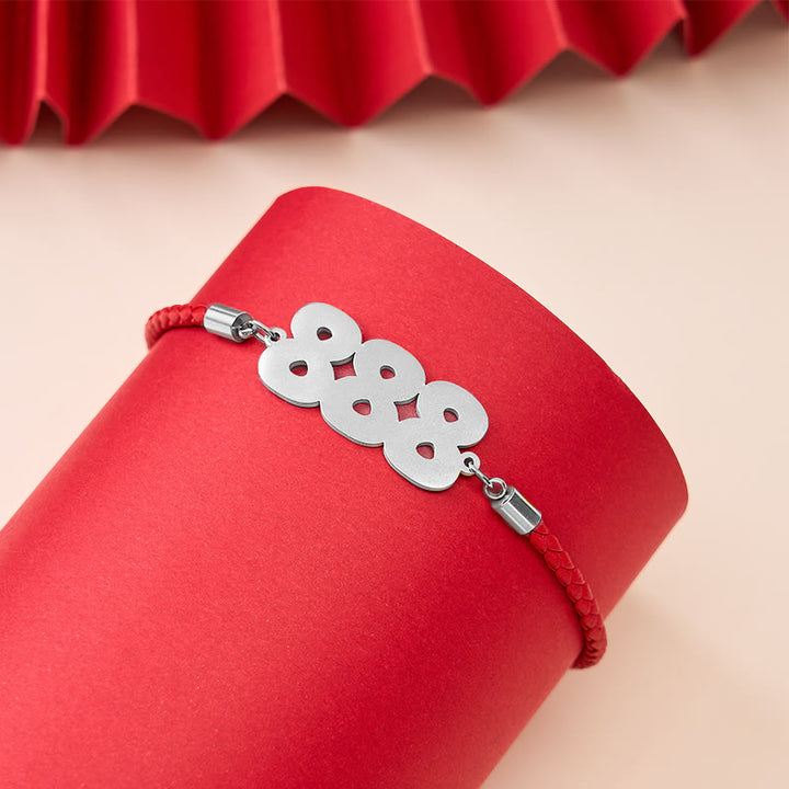 Buddha Stones Bracelet de foi ajustable en acier titane avec chiffres des anges - 888 - Cordon rouge argenté (Tour de poignet : 15-20 cm) - image 23