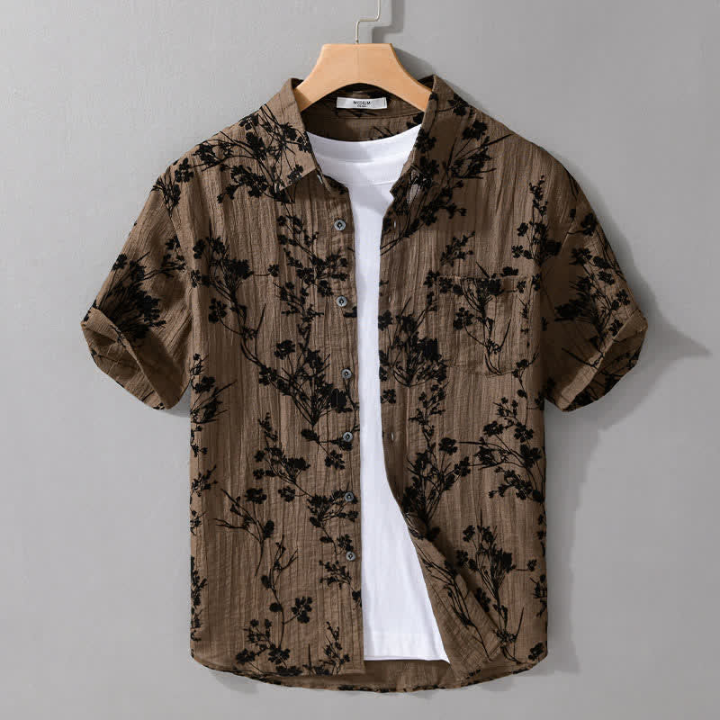 Buddha Stones Chemise d'été décontractée à boutons pour homme, à manches courtes et à motif floral, avec poche décorative - Pérou - US/UK/AU44，EU54 (3XL) - image 8