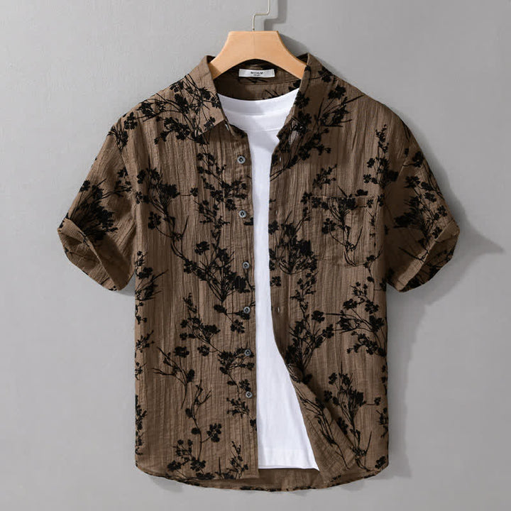 Buddha Stones Chemise d'été décontractée à boutons pour homme, à manches courtes et à motif floral, avec poche décorative - Pérou - US/UK/AU44，EU54 (3XL) - image 8