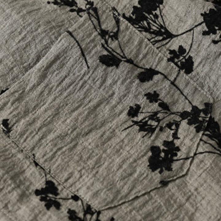 Buddha Stones Chemise d'été décontractée à boutons pour homme, à manches courtes et à motif floral, avec poche décorative - image 6