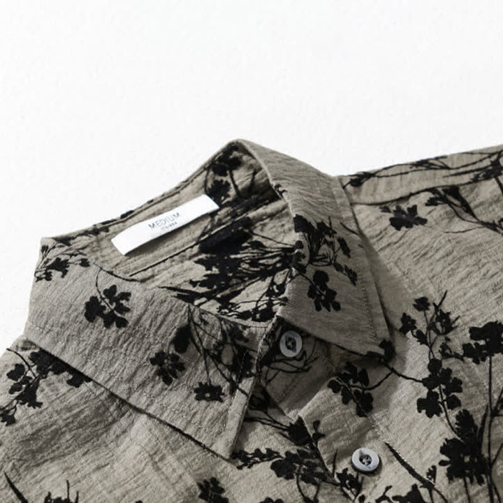 Buddha Stones Chemise d'été décontractée à boutons pour homme, à manches courtes et à motif floral, avec poche décorative - image 3
