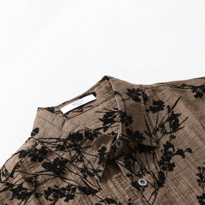 Buddha Stones Chemise d'été décontractée à boutons pour homme, à manches courtes et à motif floral, avec poche décorative - image 11