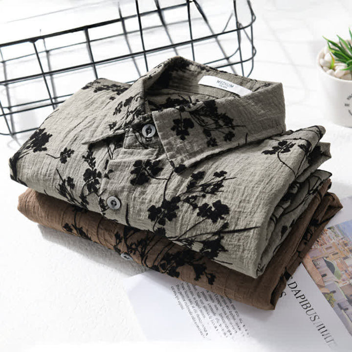 Buddha Stones Chemise d'été décontractée à boutons pour homme, à manches courtes et à motif floral, avec poche décorative - image 16