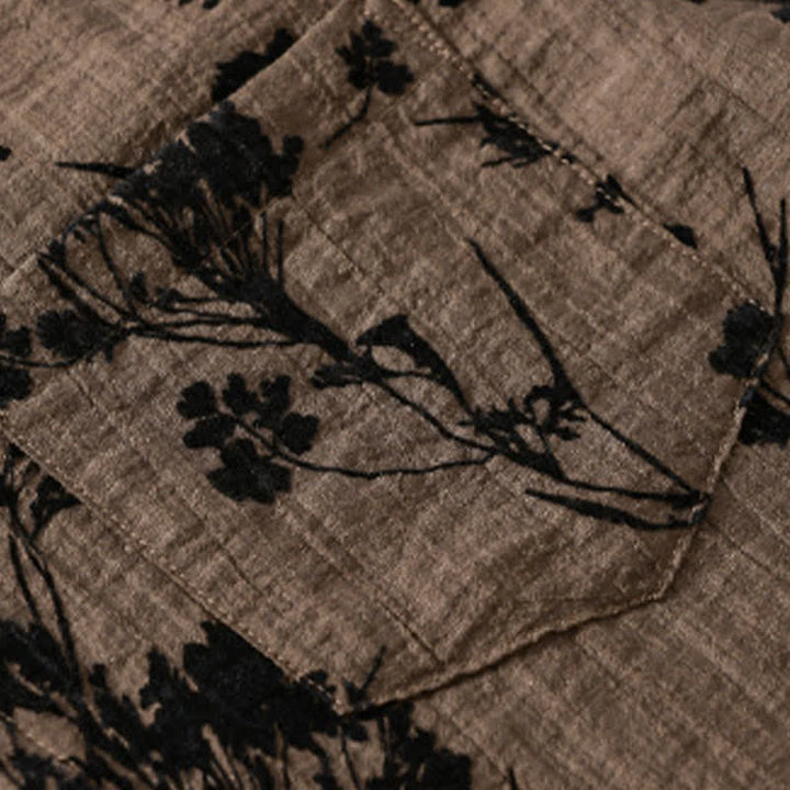 Buddha Stones Chemise d'été décontractée à boutons pour homme, à manches courtes et à motif floral, avec poche décorative - image 12