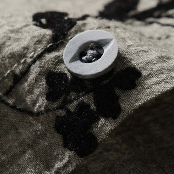 Buddha Stones Chemise d'été décontractée à boutons pour homme, à manches courtes et à motif floral, avec poche décorative - image 4