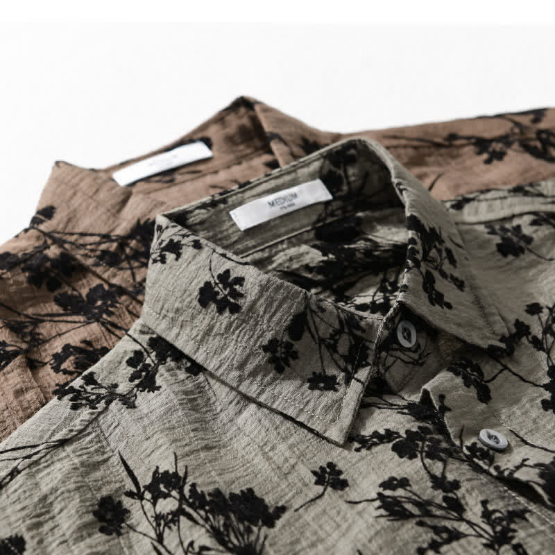 Buddha Stones Chemise d'été décontractée à boutons pour homme, à manches courtes et à motif floral, avec poche décorative - image 18