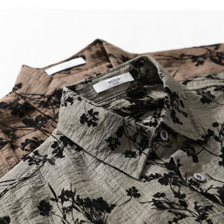 Buddha Stones Chemise d'été décontractée à boutons pour homme, à manches courtes et à motif floral, avec poche décorative - image 18