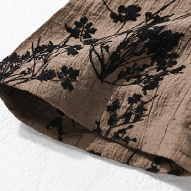 Buddha Stones Chemise d'été décontractée à boutons pour homme, à manches courtes et à motif floral, avec poche décorative - image 14