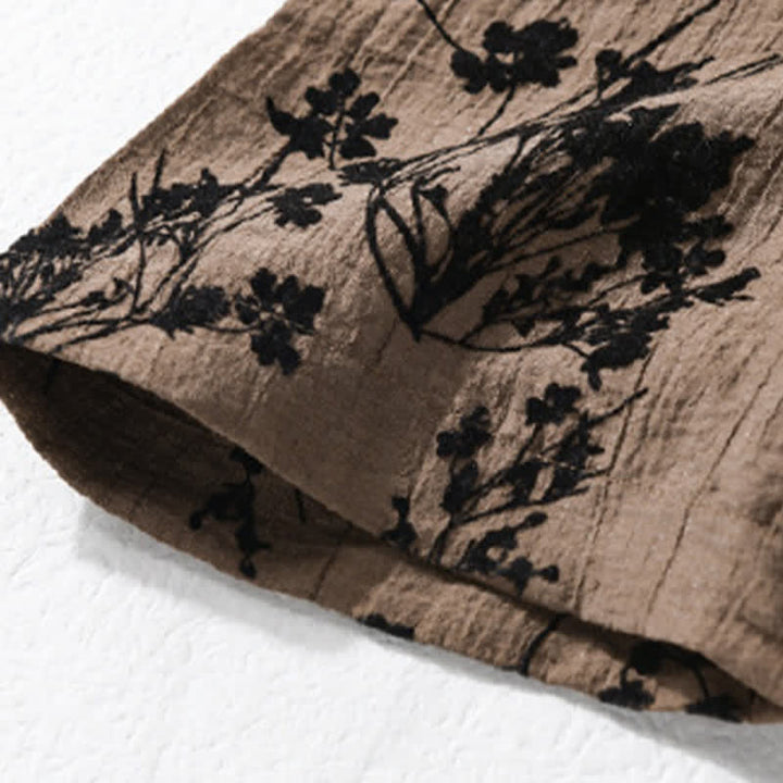 Buddha Stones Chemise d'été décontractée à boutons pour homme, à manches courtes et à motif floral, avec poche décorative - image 14