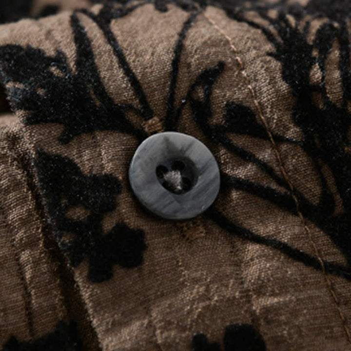 Buddha Stones Chemise d'été décontractée à boutons pour homme, à manches courtes et à motif floral, avec poche décorative - image 13