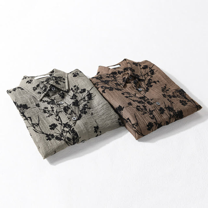 Buddha Stones Chemise d'été décontractée à boutons pour homme, à manches courtes et à motif floral, avec poche décorative - image 17
