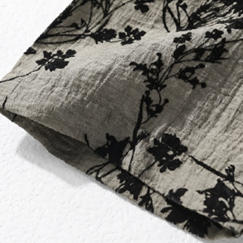 Buddha Stones Chemise d'été décontractée à boutons pour homme, à manches courtes et à motif floral, avec poche décorative - image 5