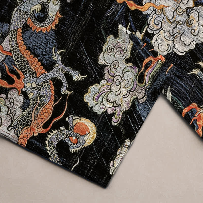Buddha Stones Pantalon fuselé pour homme en coton à motif nuage de dragon, avec poches - image 2