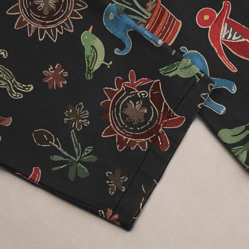 Buddha Stones Pantalon fuselé pour homme en coton à motif bohème soleil, avec poches - image 2