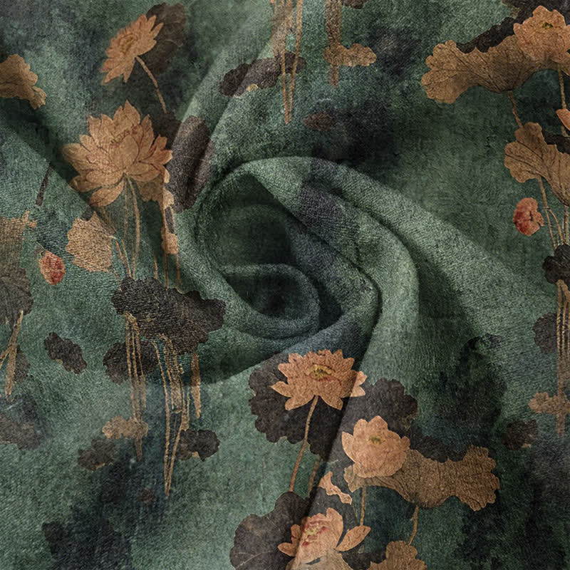 Buddha Stones Chemise homme à manches courtes et demi-boutonnée en coton à motif floral lotus - image 4