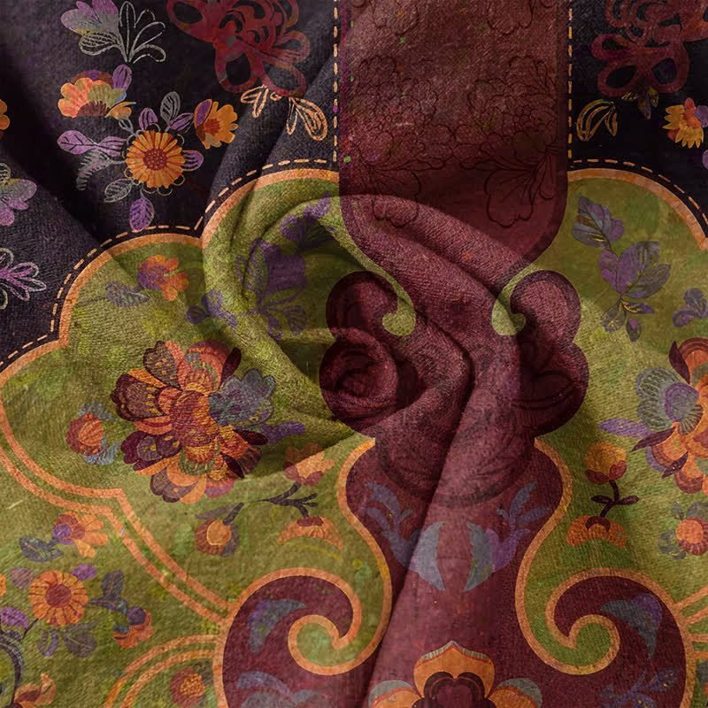 Buddha Stones Chemise homme à manches courtes et demi-boutonnages, motif floral baroque en coton - image 4