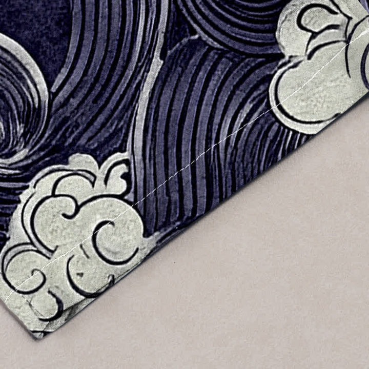 Buddha Stones Pantalon fuselé pour homme en coton à motif vagues et nuages, avec poches - image 2