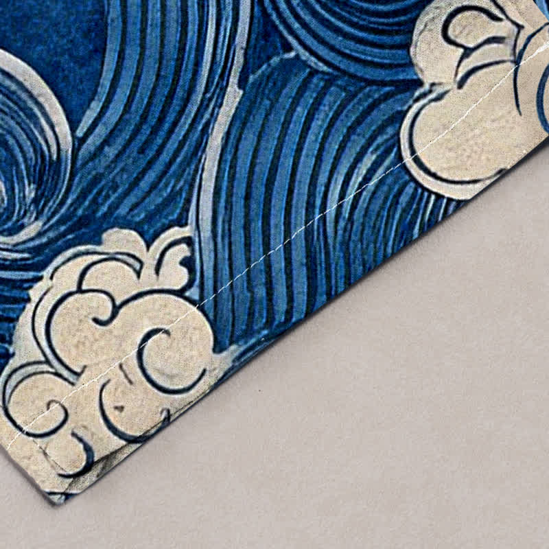 Buddha Stones Pantalon fuselé pour homme en coton à motif vagues et nuages, avec poches - image 6