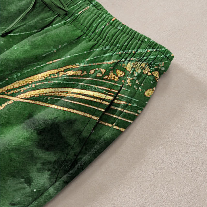 Buddha Stones Pantalon fuselé pour homme en coton à motif floral étoilé, avec poches - image 7