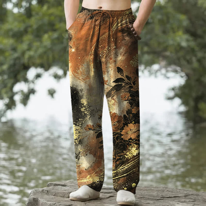 Buddha Stones Pantalon fuselé pour homme en coton à motif floral étoilé, avec poches - Pérou - US/UK/AU50，EU60 (5XL) - image 8
