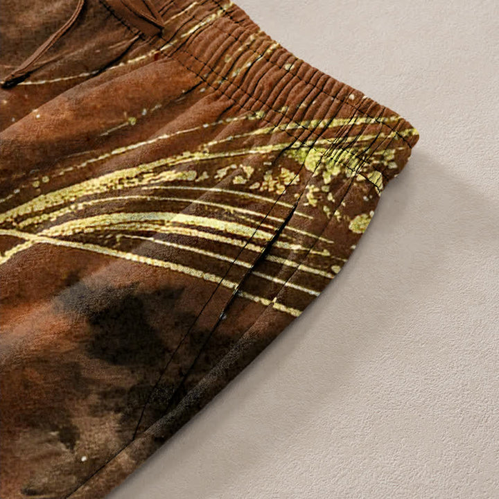 Buddha Stones Pantalon fuselé pour homme en coton à motif floral étoilé, avec poches - image 11