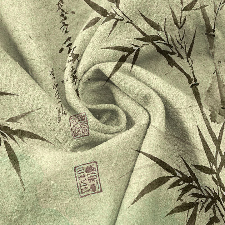 Buddha Stones Pantalon fuselé pour homme avec poches, imprimé feuilles de bambou et encre de coton - image 7