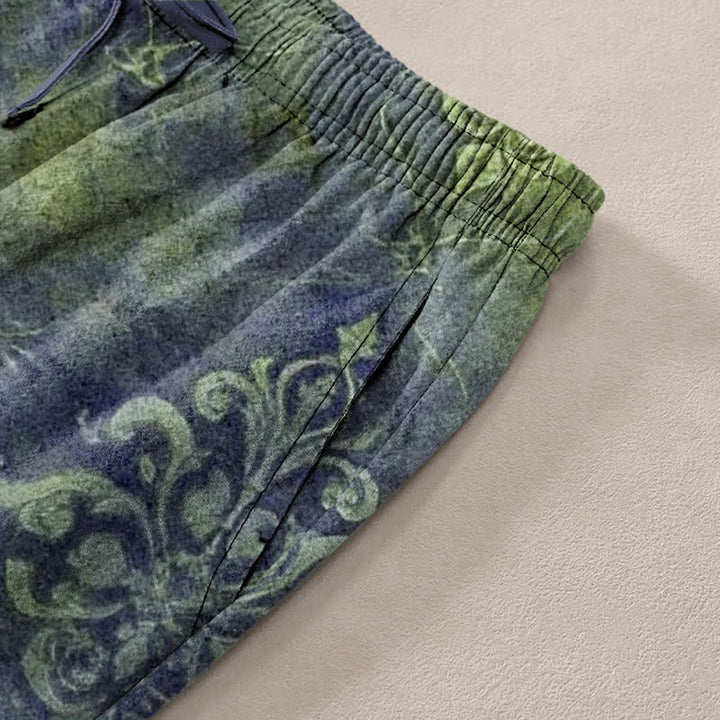 Buddha Stones Pantalon fuselé pour homme en coton à motif baroque vintage avec poches - image 7