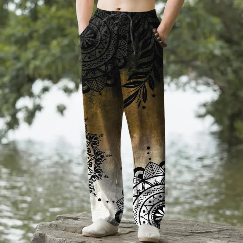 Buddha Stones Pantalon fuselé pour homme en coton à motif mandala ombré avec poches - Pérou - US/UK/AU50，EU60 (5XL) - image 4