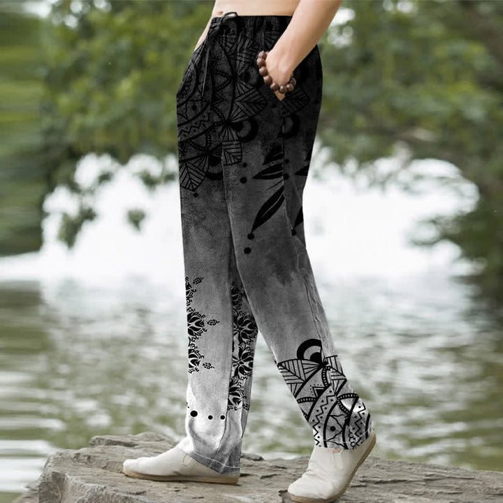 Buddha Stones Pantalon fuselé pour homme en coton à motif mandala ombré avec poches - image 9