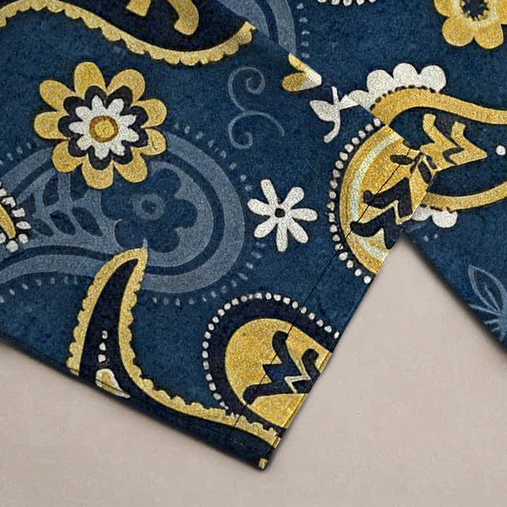 Buddha Stones Pantalon fuselé pour homme en coton à motif floral cachemire, avec poches - image 2