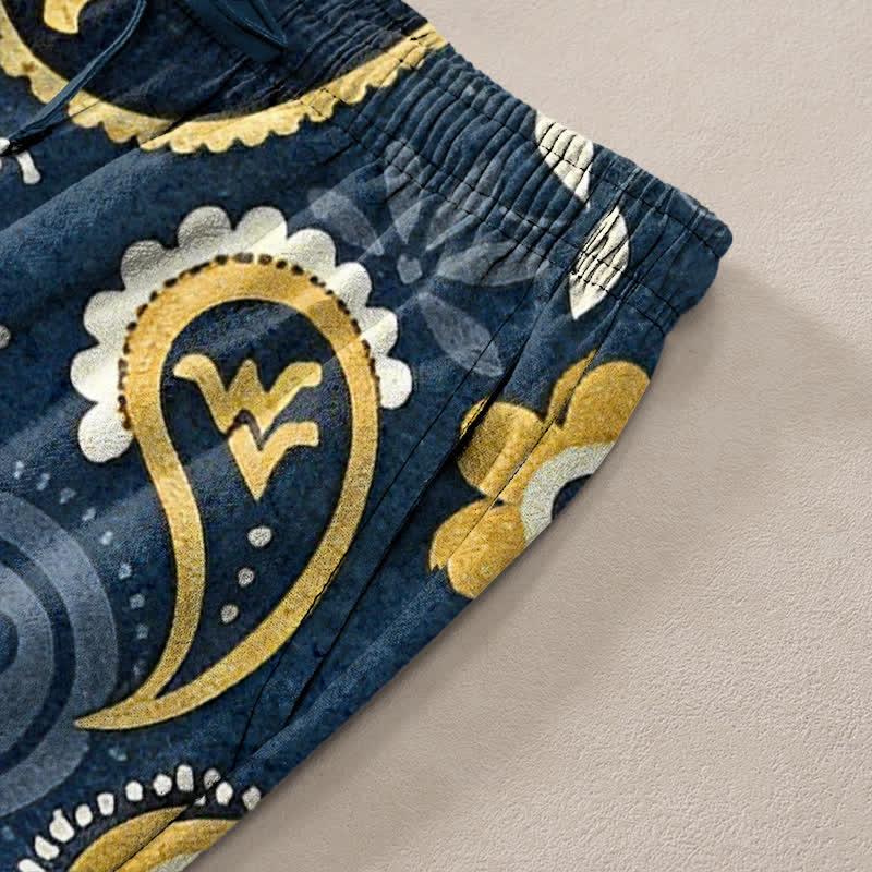 Buddha Stones Pantalon fuselé pour homme en coton à motif floral cachemire, avec poches - image 3