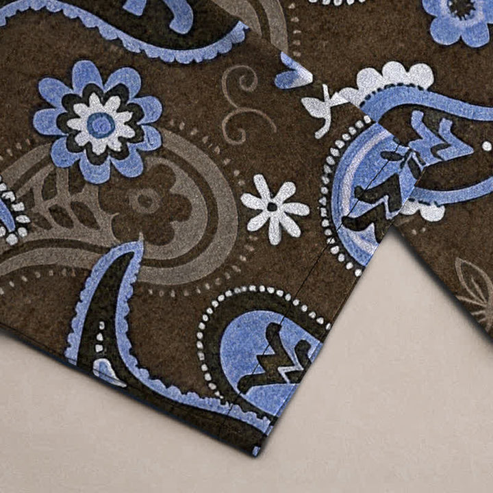 Buddha Stones Pantalon fuselé pour homme en coton à motif floral cachemire, avec poches - image 6